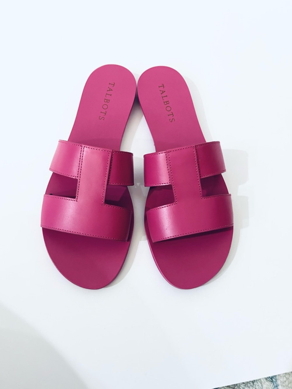 New Talbots Women's Pink Slide Leather Upper Sandals